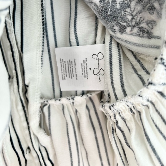 Jessica Simpson Kids Black and White Embroidered Striped Blouse - Girls 3T - Picture 4 of 5